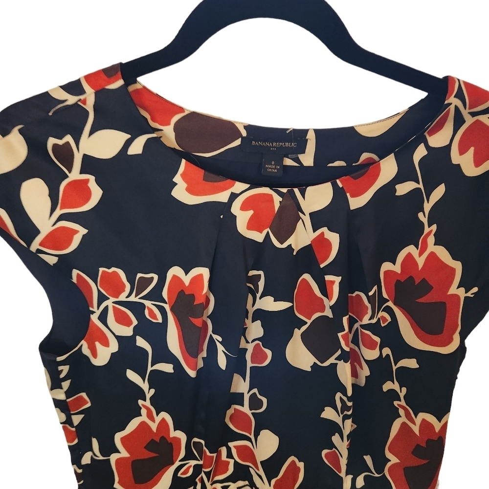 Banana Republic Sz 8 Print Career Office Dress nany orange print - Picture 3 of 3